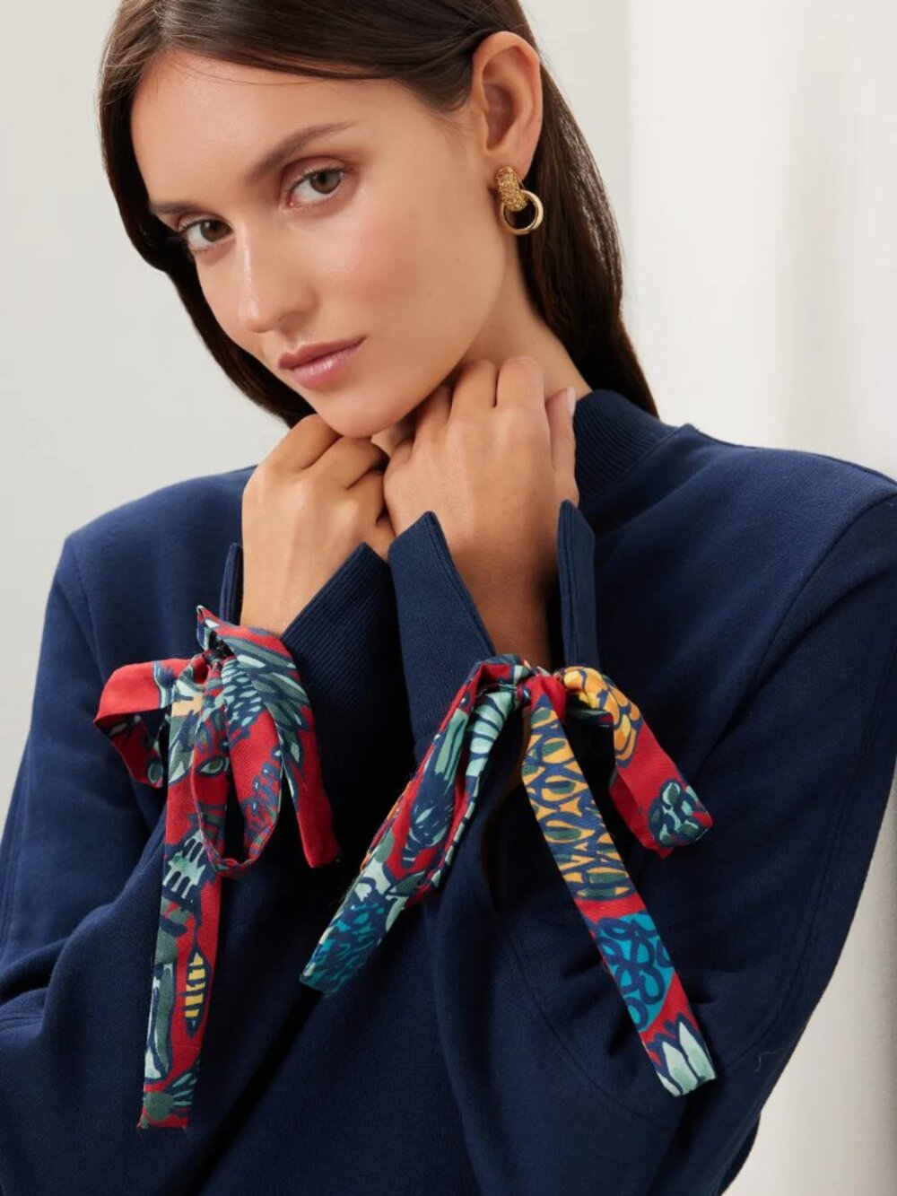 La DoubleJ Sporty Dress Layered Mini Sicomore Red Navy w/ Ribbon Cuffs Cute! MED - Picture 11 of 16
